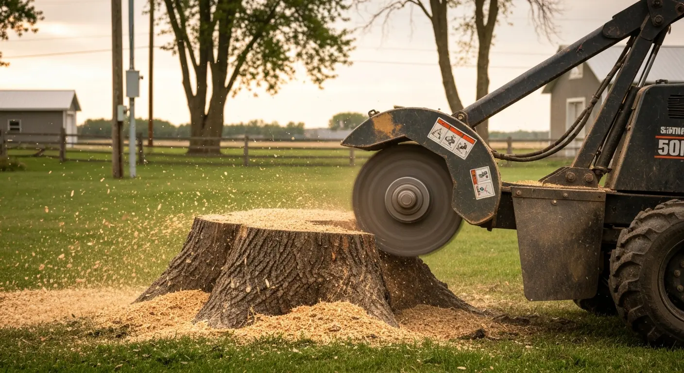 Stump grinding equipment in action