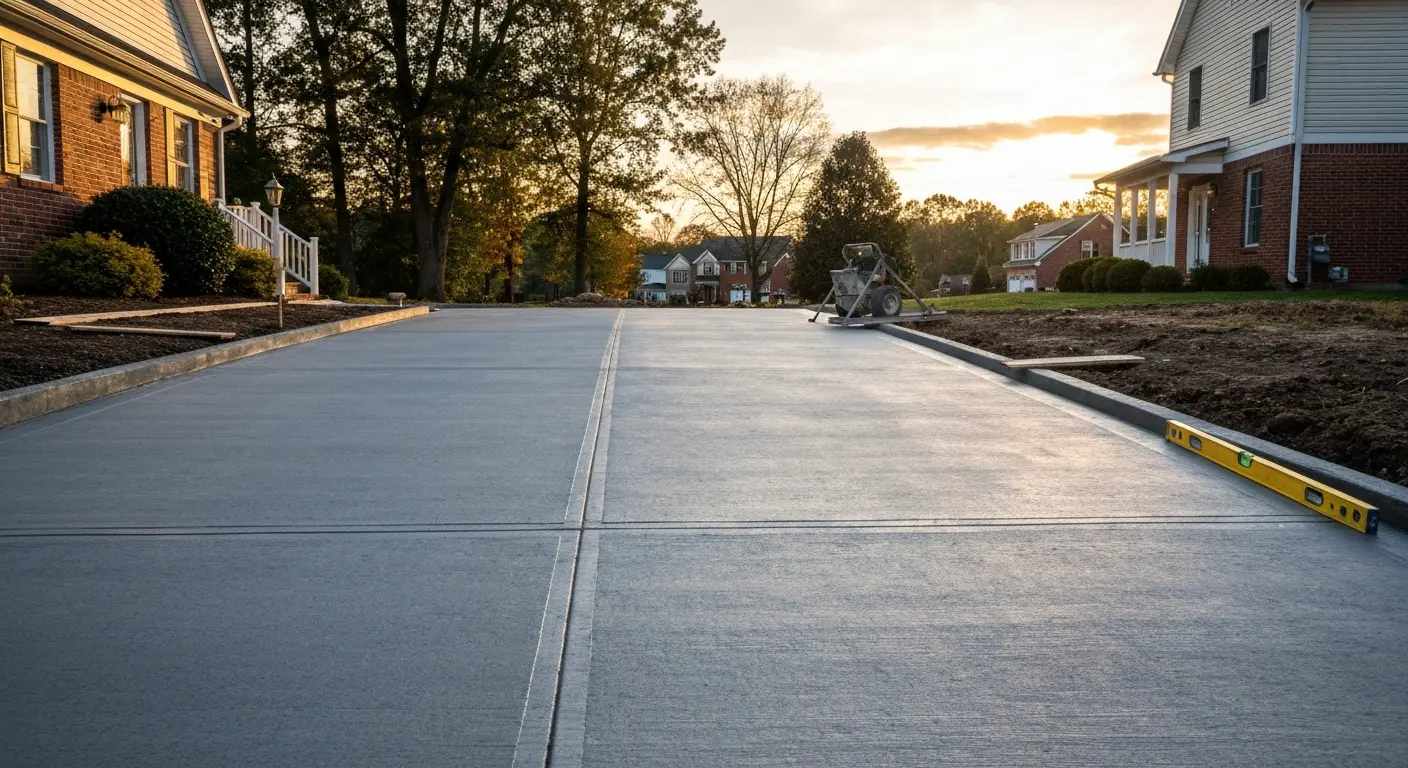 Concrete driveway installation