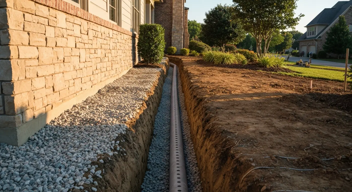French drain installation