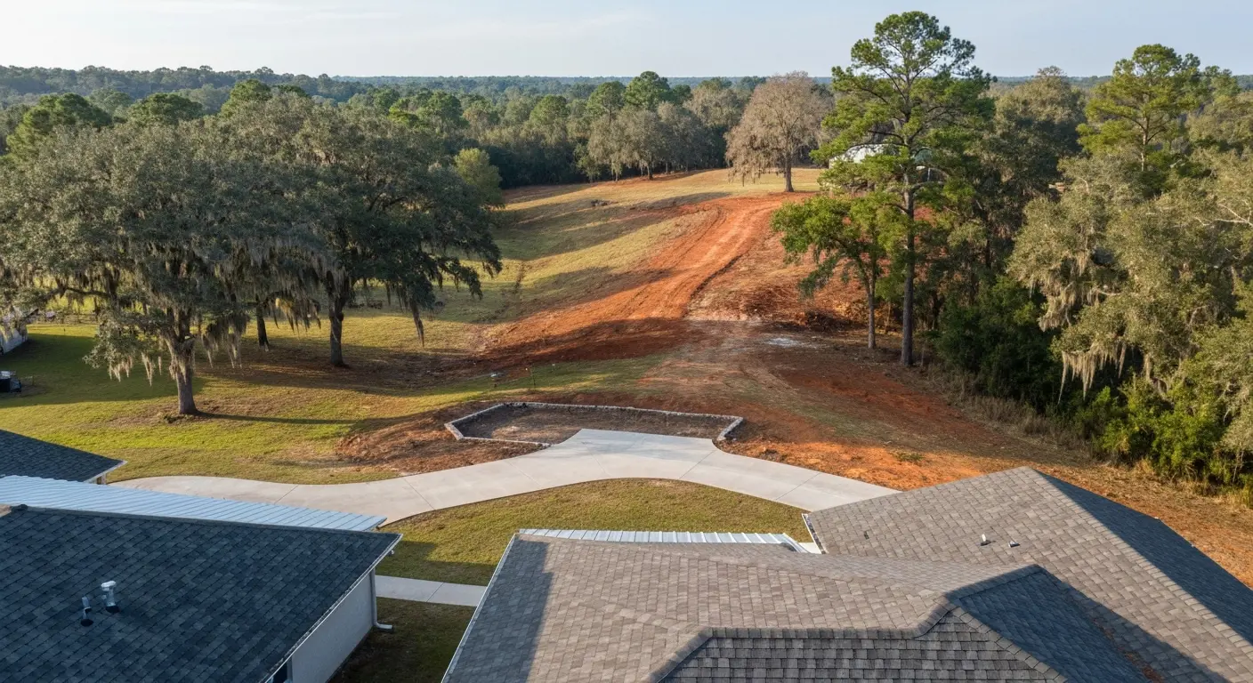 Aerial view of Polk area roads and property