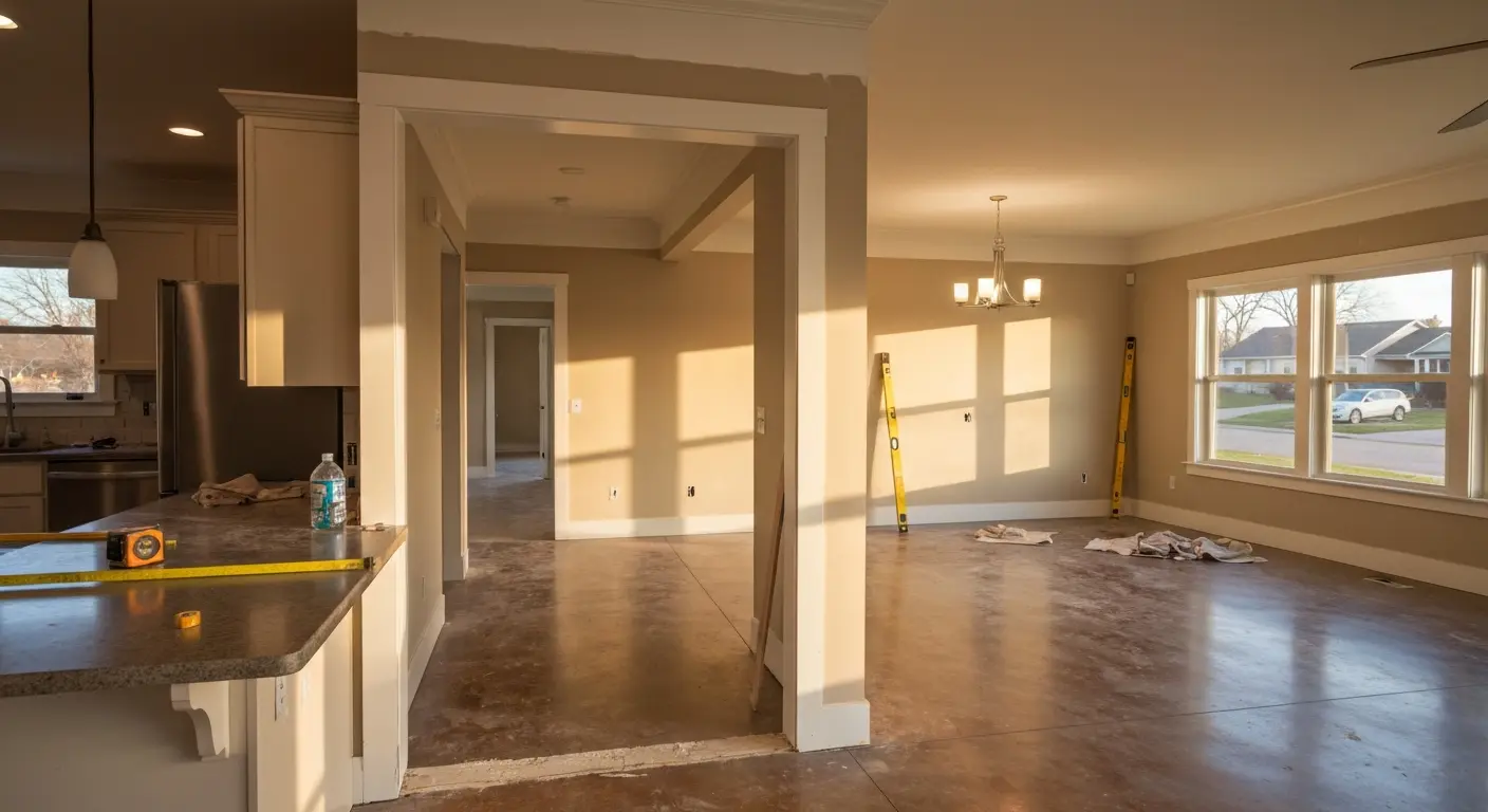 Open-concept living space renovation