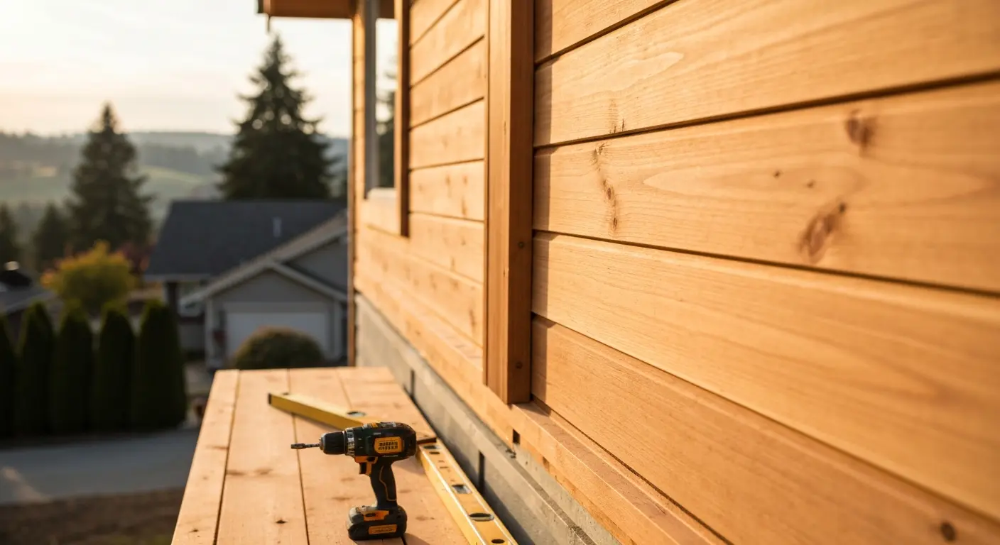 Cedar siding boards installation