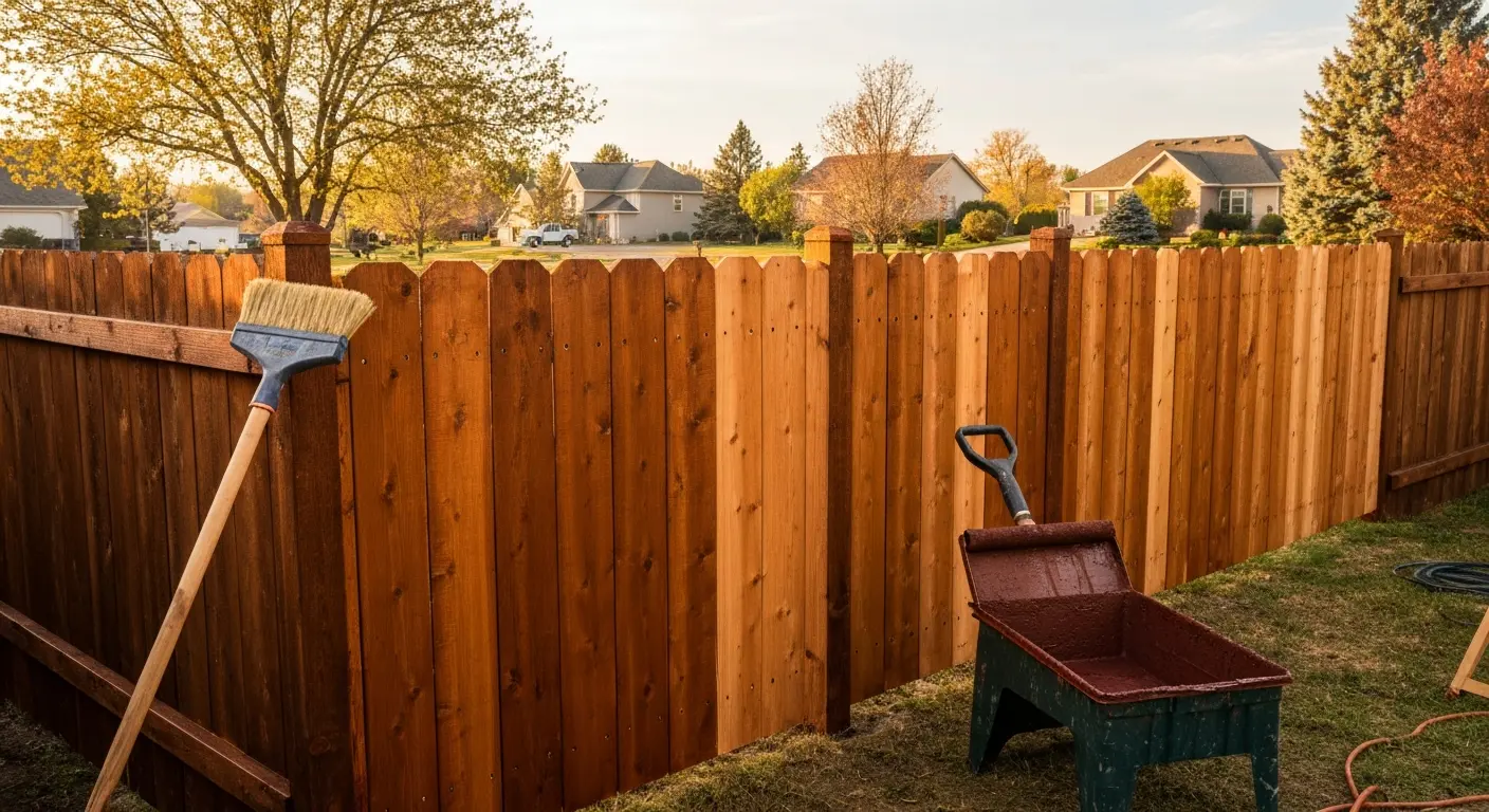 Fence staining and repair