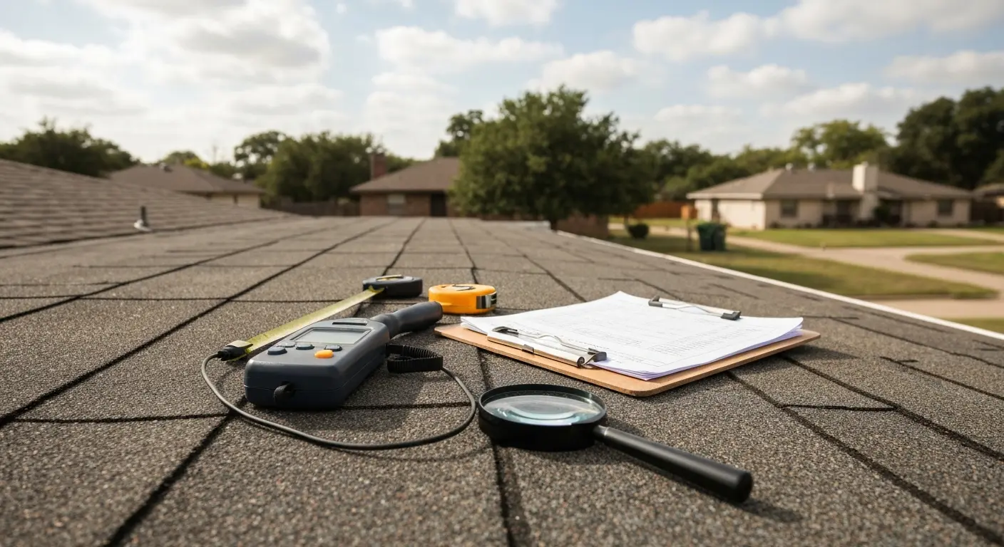 Professional roof inspection in progress