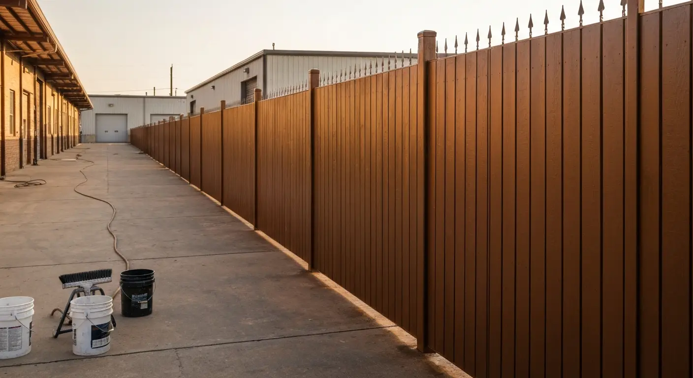 Commercial fence staining