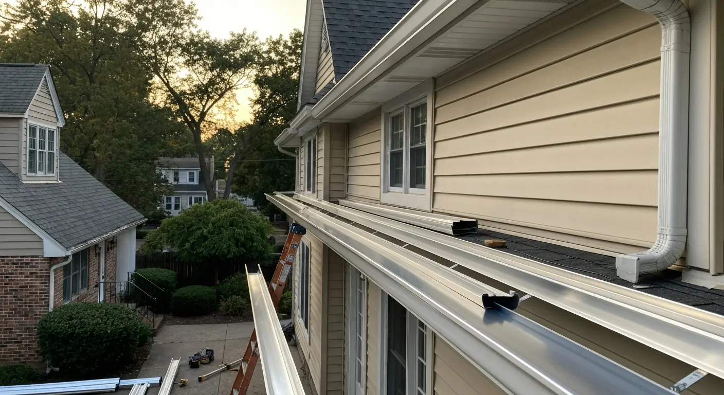 New gutter installation on residential home