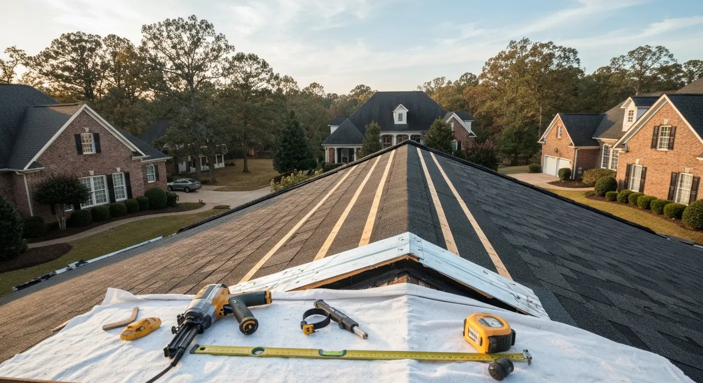 Storm damage repair work