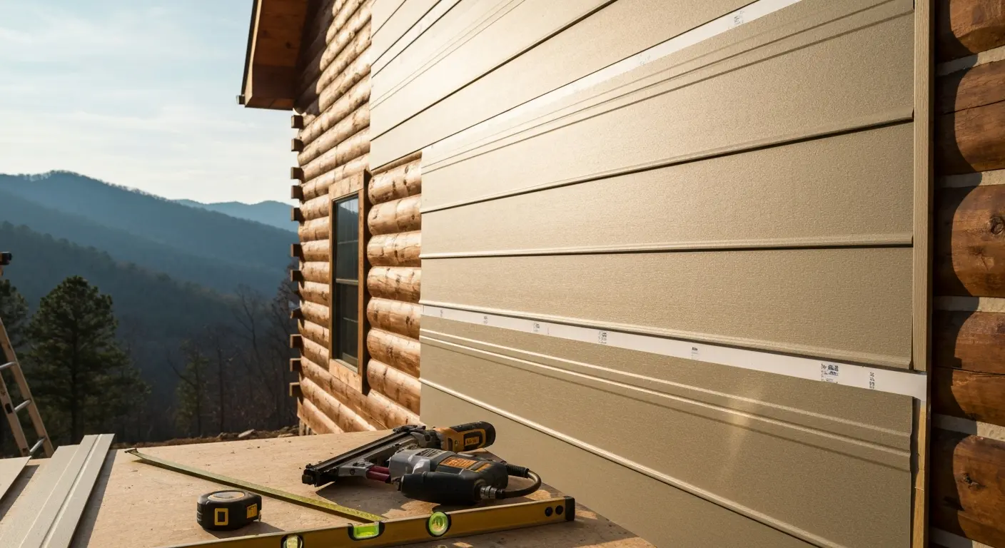 Siding installation on mountain home