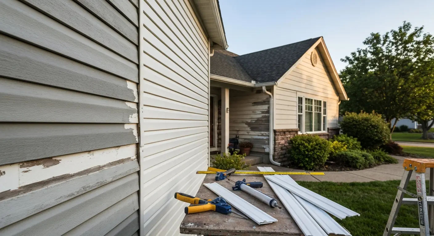 Siding repair on residential home
