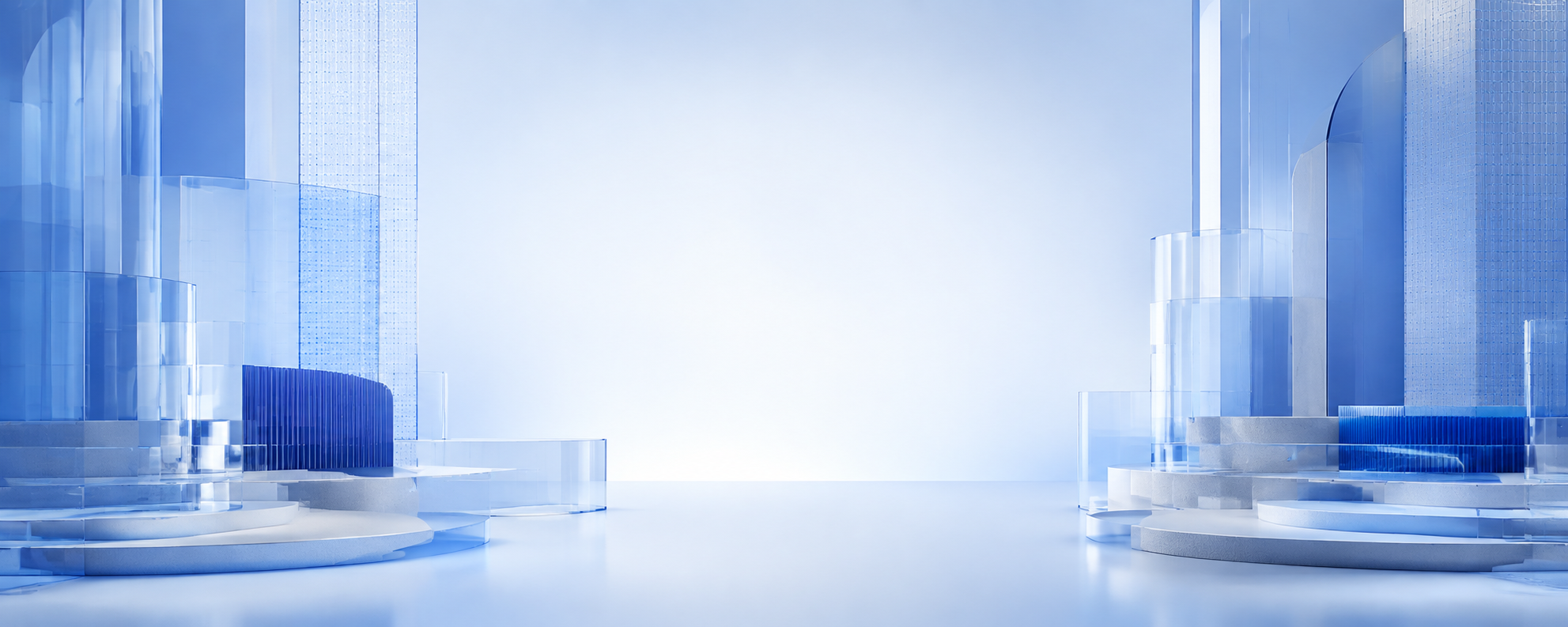 Modern blue architectural background representing coordinated marketing growth