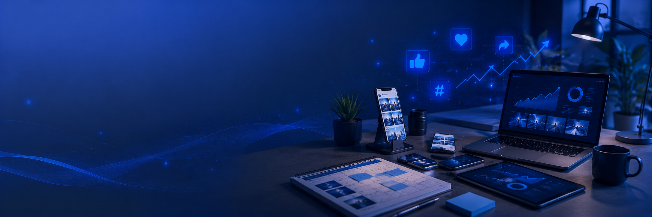 Organized social content calendar, community engagement and brand growth