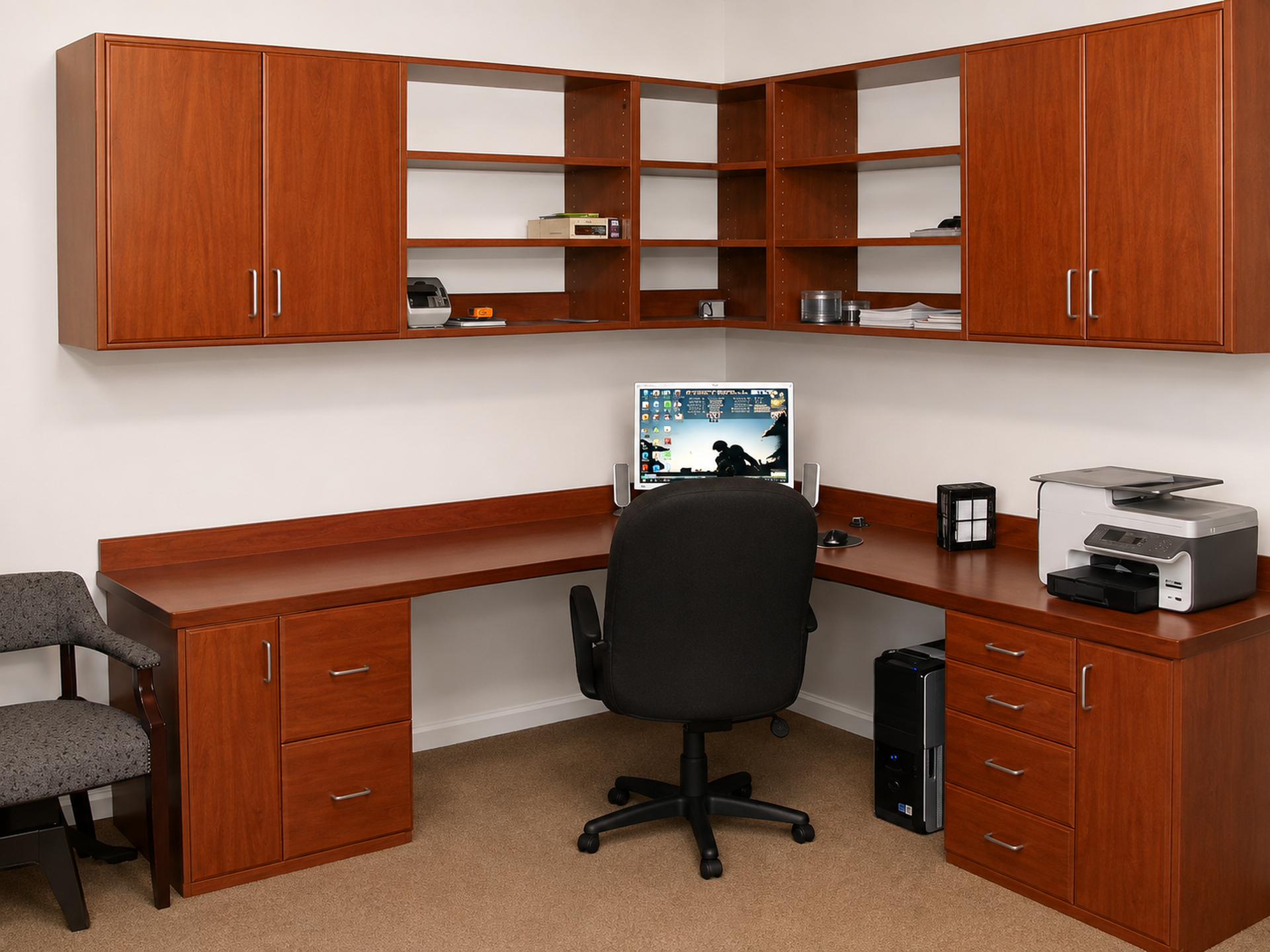Custom home office and built-in cabinetry
