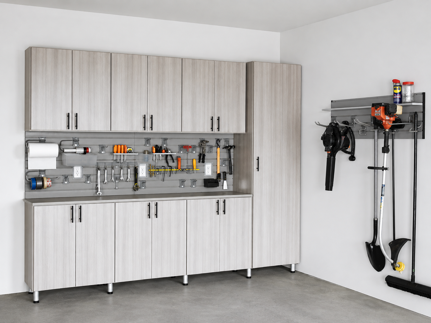 Custom garage storage designed and installed by All City Closet Co.