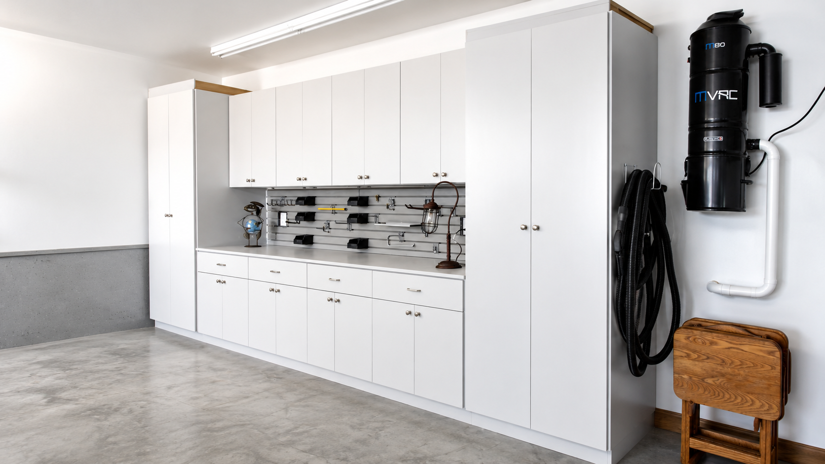 Custom garage storage designed around the available room