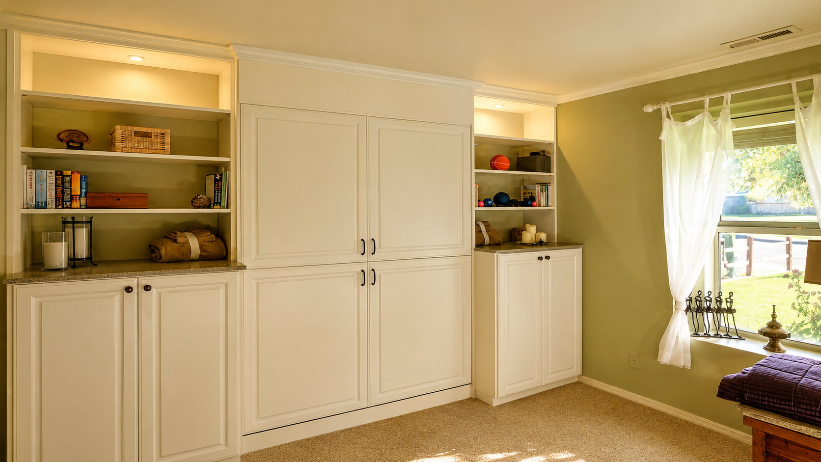 Custom Murphy bed fitted to a unique room layout