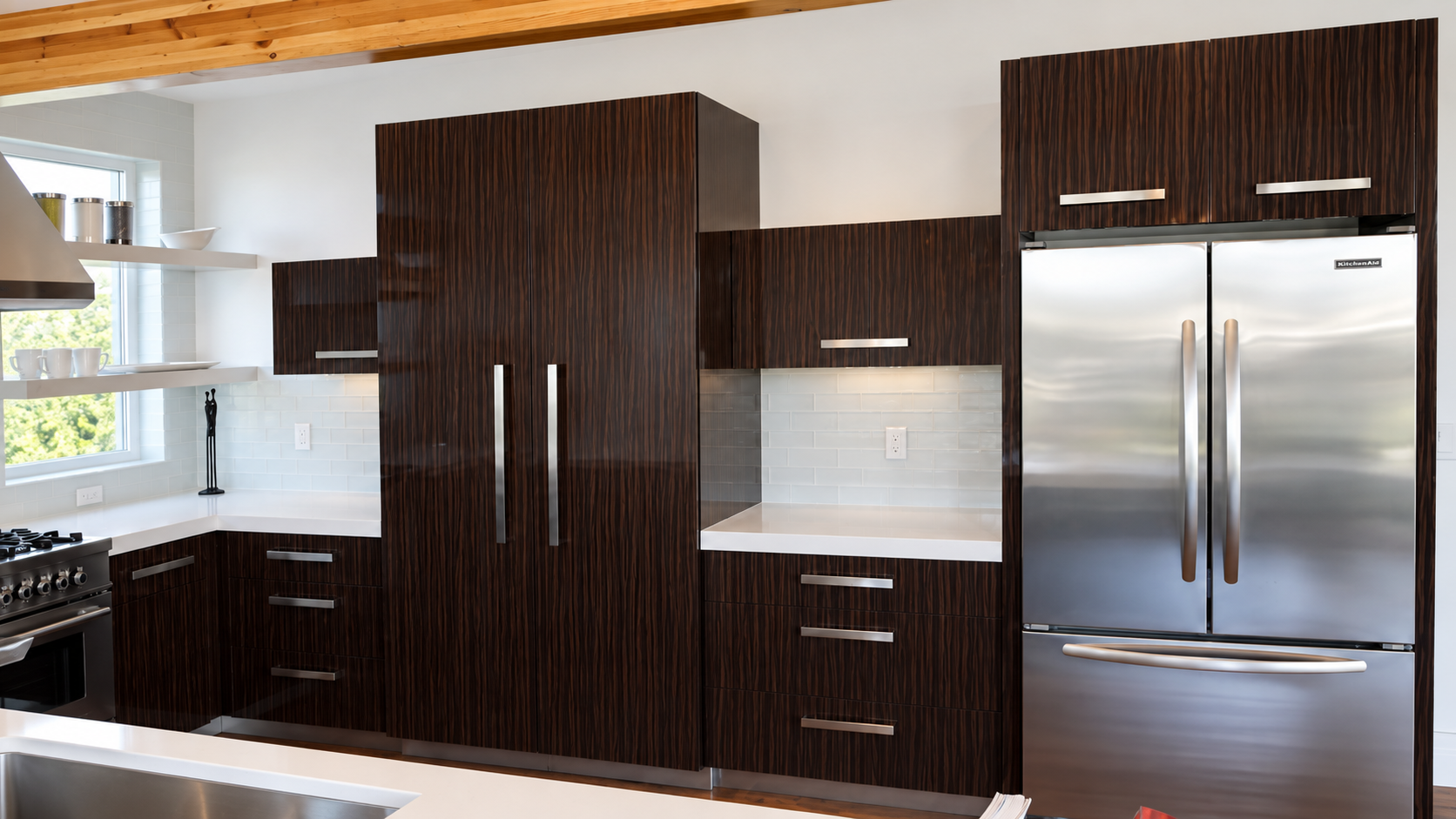 Custom kitchen cabinetry and organized storage solution