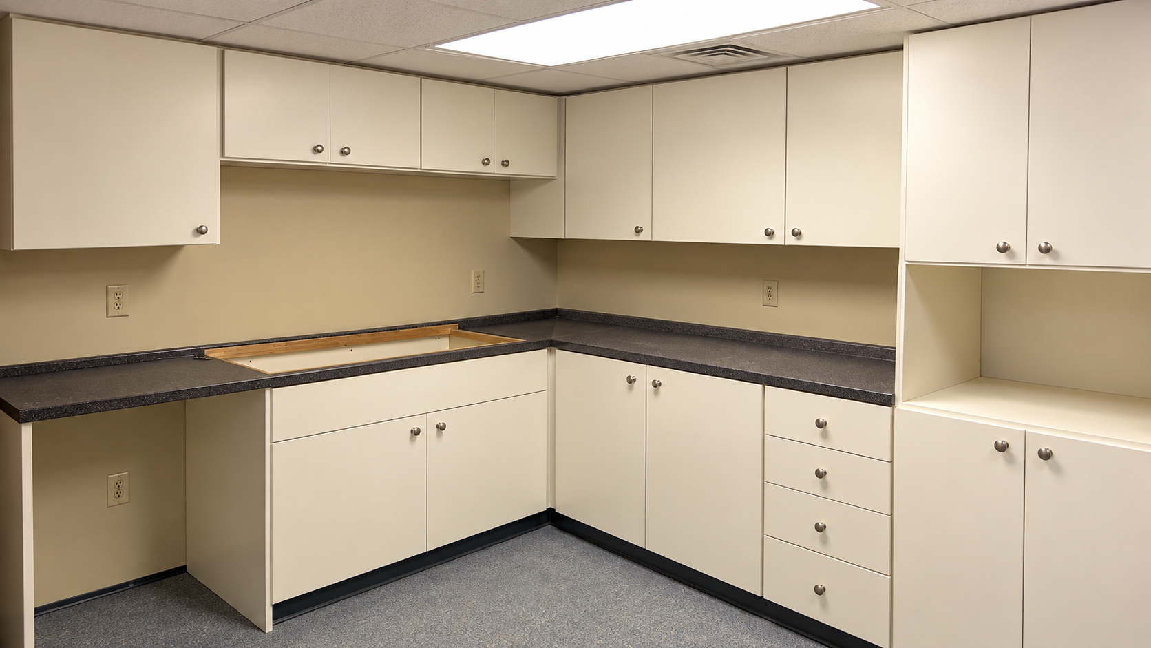 Custom kitchen and pantry storage designed around the available space