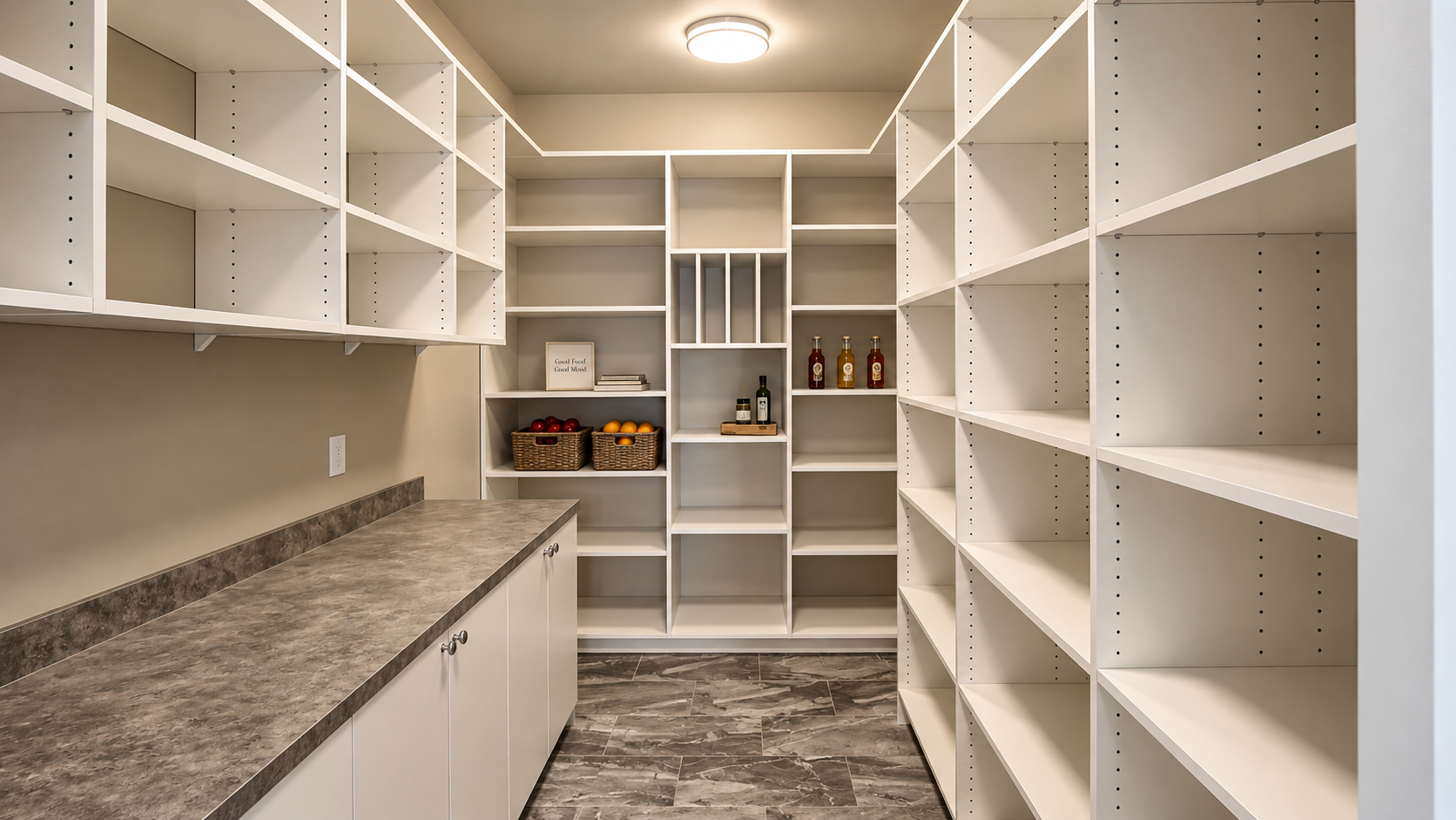 Finished custom kitchen and pantry storage project