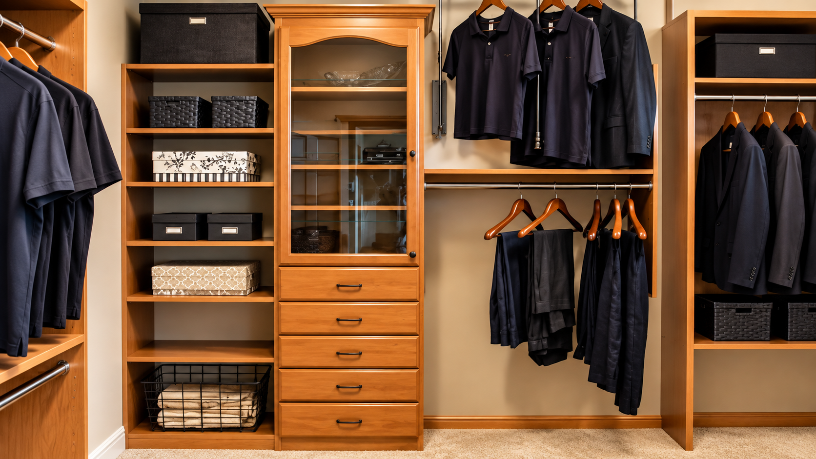 Finished custom reach-in closet installation