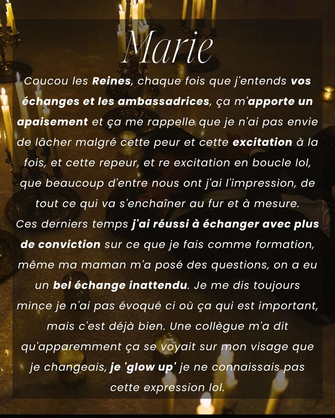 Témoignage d'une élève de La Partenaire Sacrée