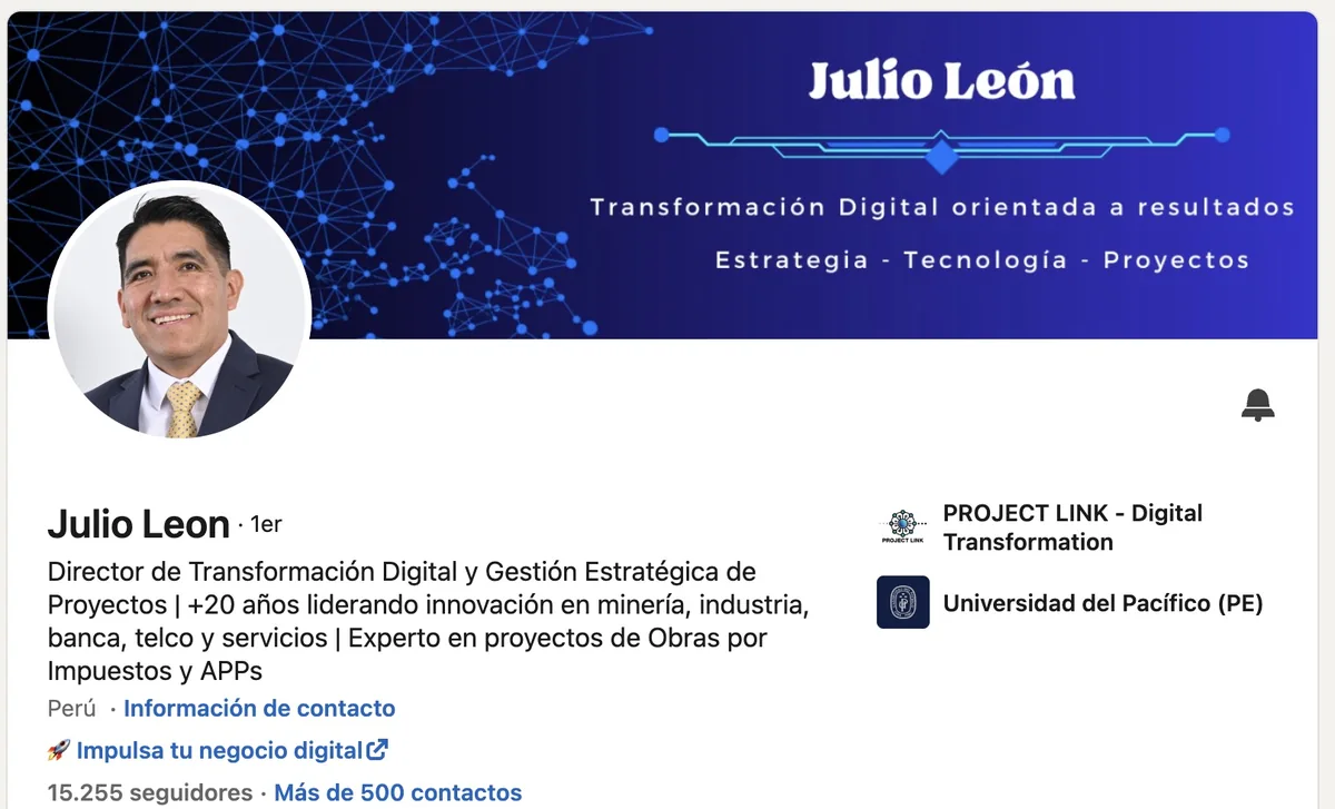 Perfil de Julio León en LinkedIn