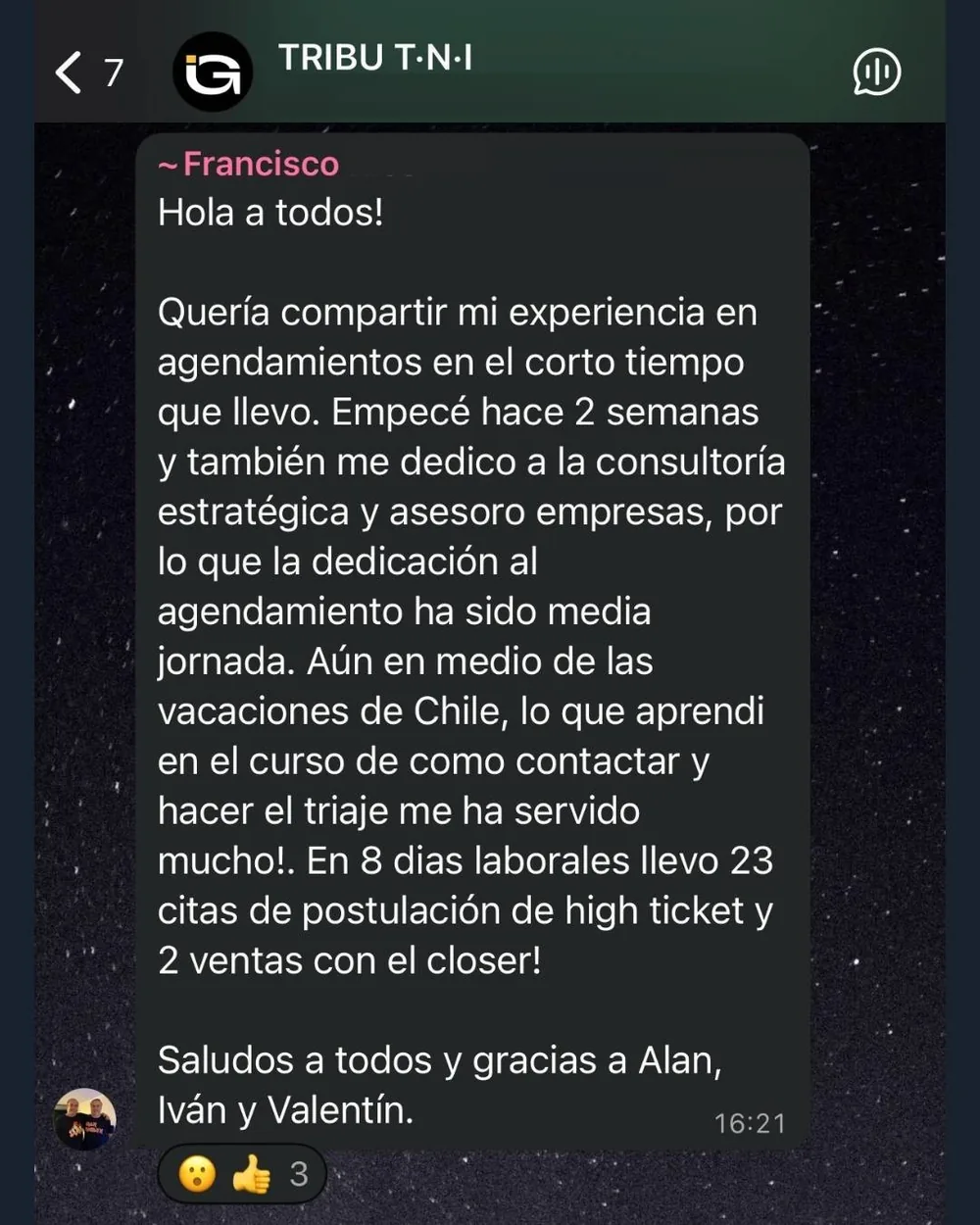 Mensaje de Francisco Ríos, equipo de Paulo Rosales
