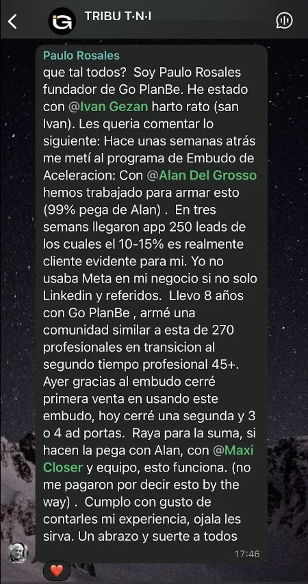 Mensaje de Paulo Rosales