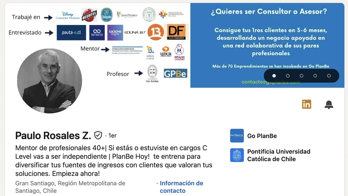 Perfil de Paulo Rosales en LinkedIn