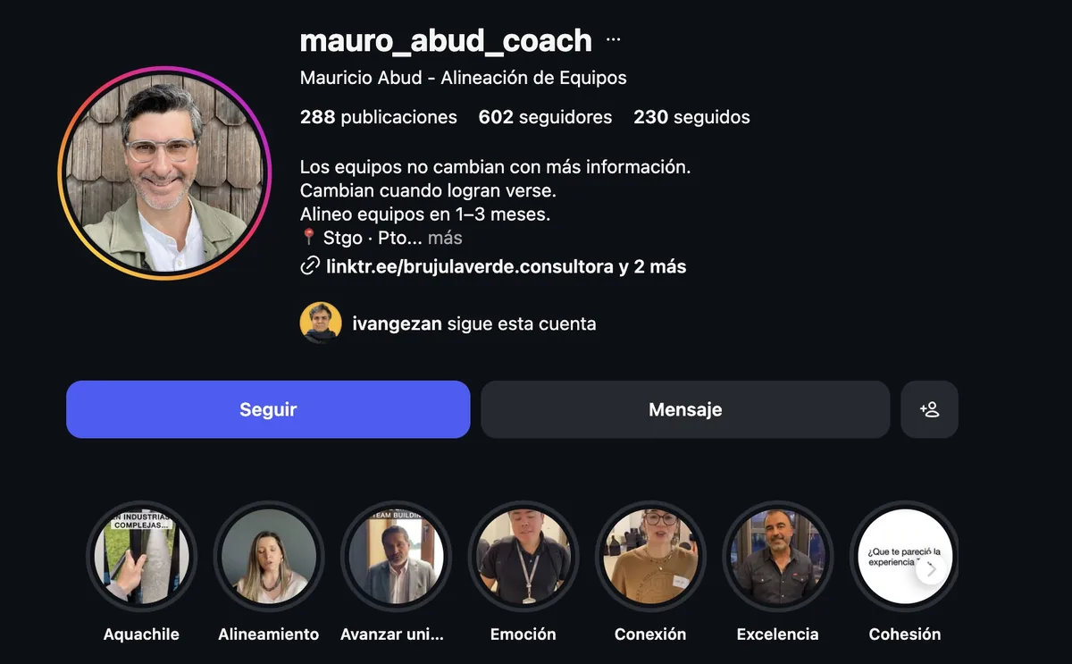 Perfil de Mauricio Abud en Instagram