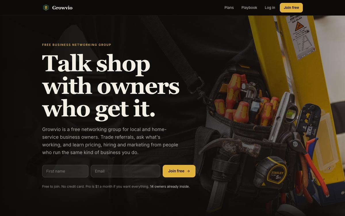 Growvio homepage