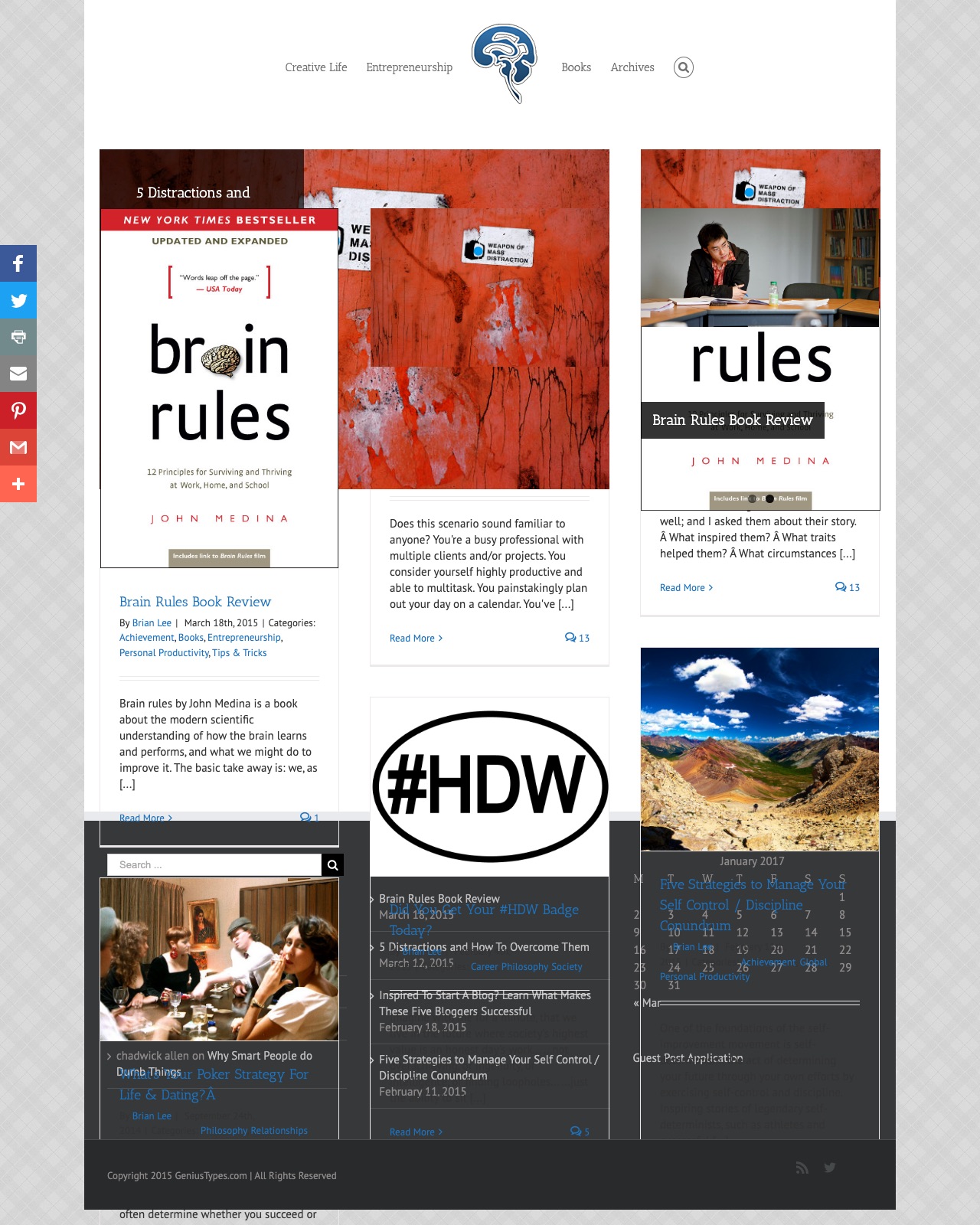 Genius Types homepage in 2017