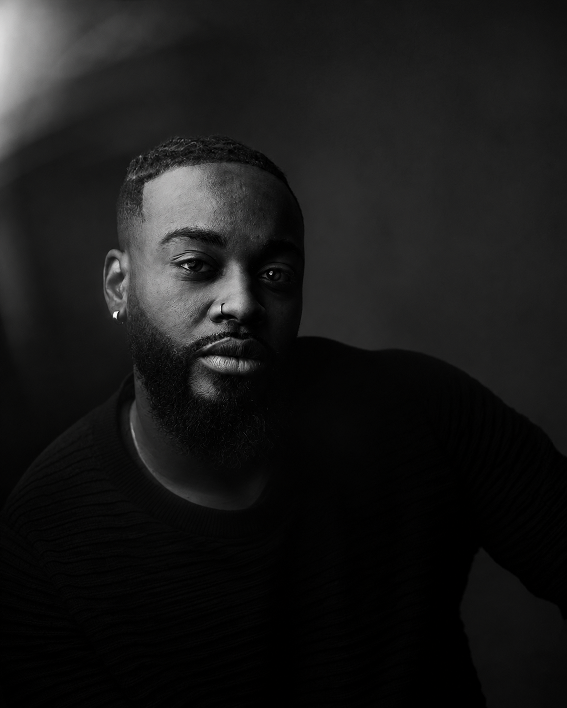 Black-and-white portrait of Allan André