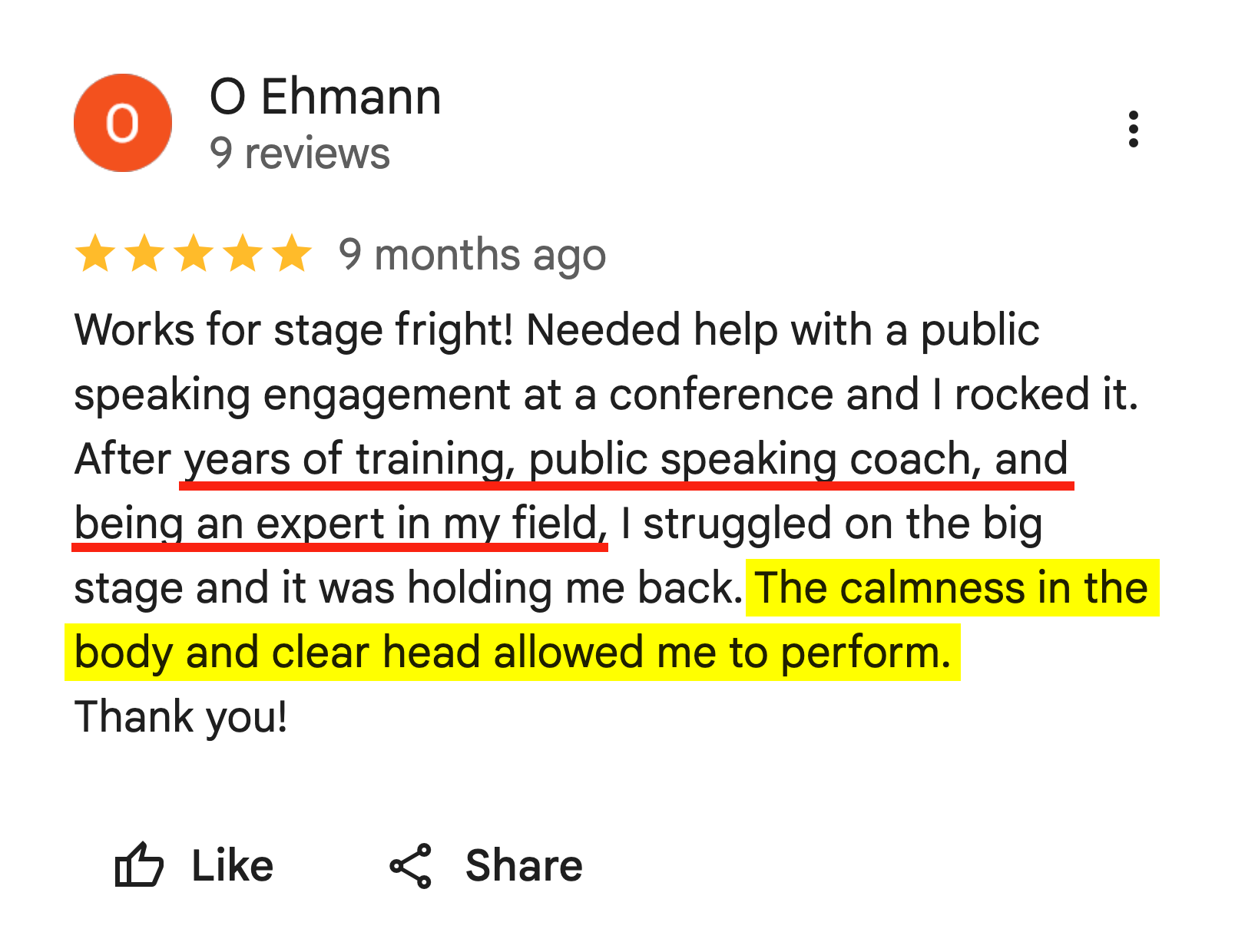 Testimonial from O. Ehmann