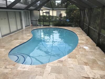 small indoor pool with round steps