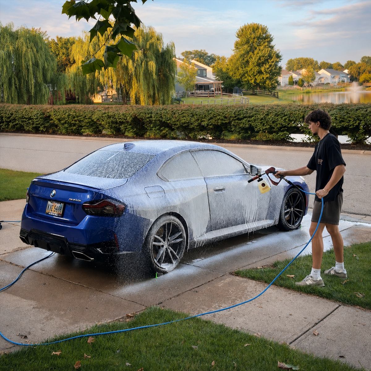 Exterior detailing in action on a BMW