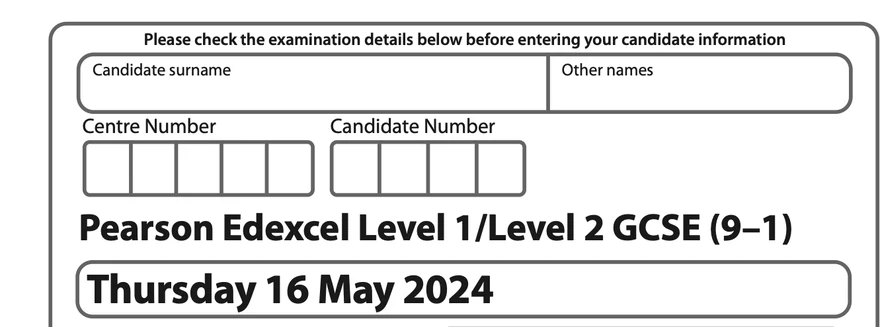 A GCSE Maths exam paper cover
