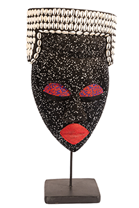 Beaded African Mask with Cowrie Shell Crown