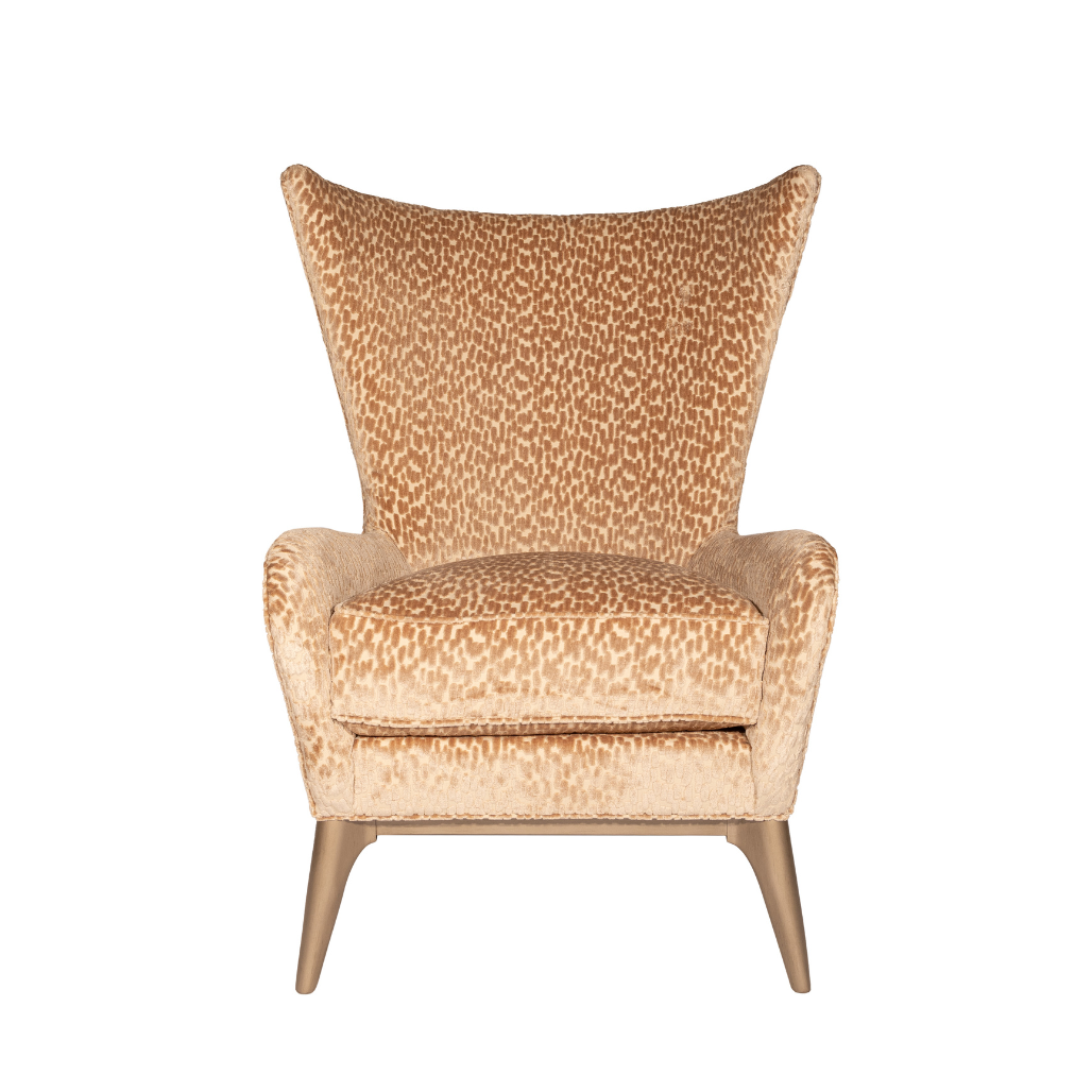 Harriet Wingback Chair in Gold Fabric