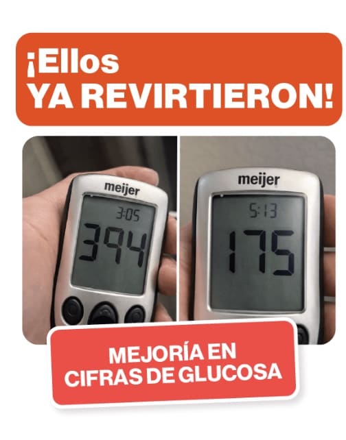 Mejoría en cifras de glucosa, de 394 a 175
