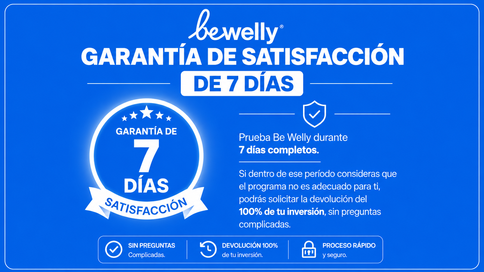 Garantía de satisfacción de 7 días — Be Welly