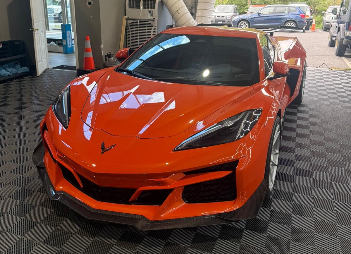 Black car with paint protection film in Virginia