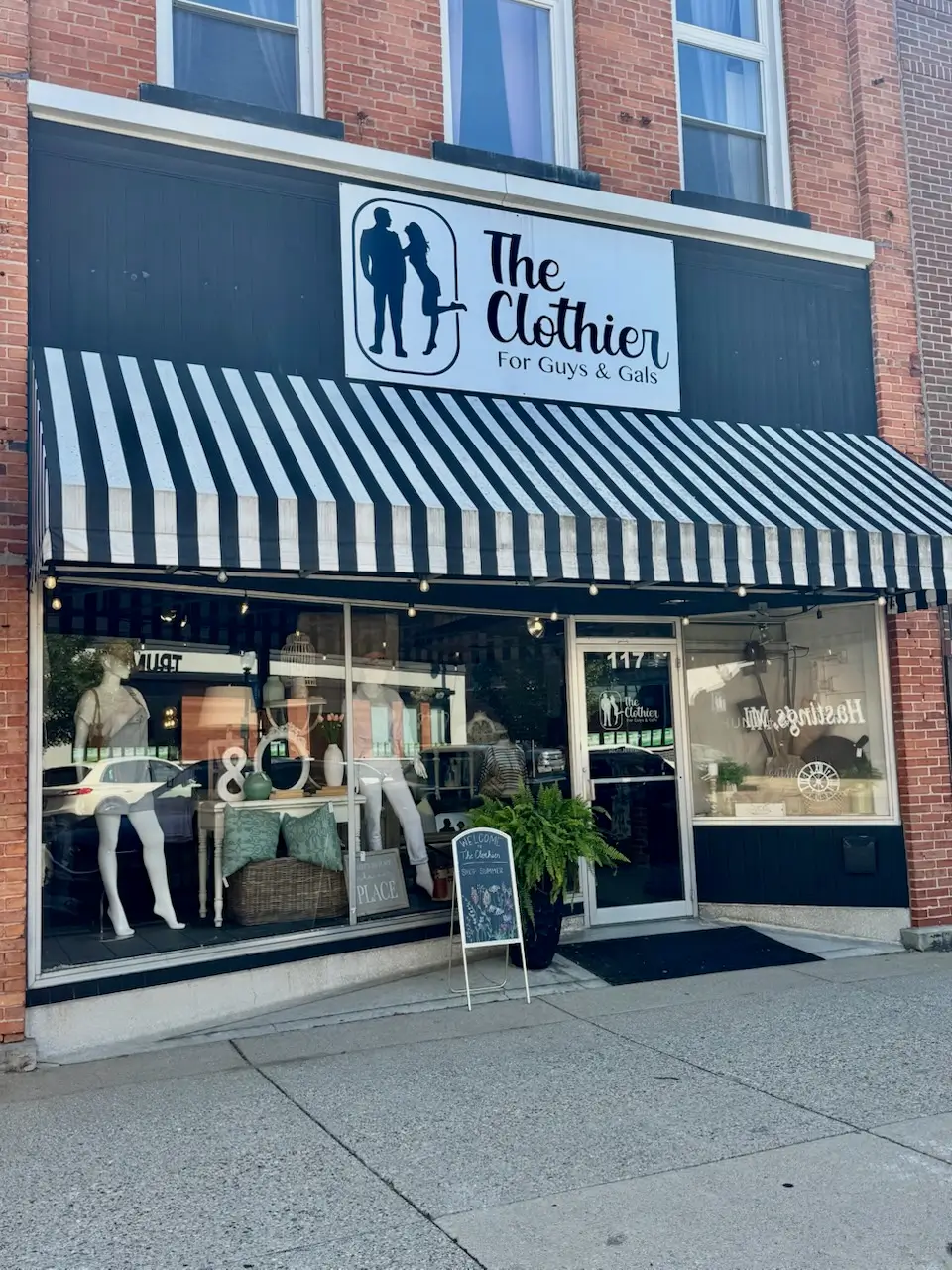 The Clothier storefront in downtown Hastings, Michigan
