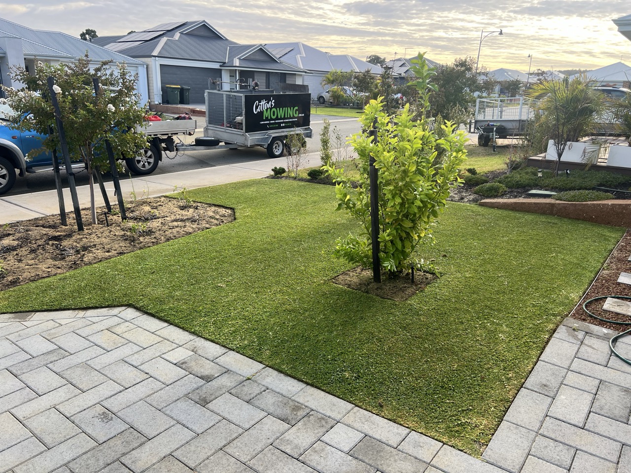 A rural property lawn cared for by Cotton's Mowing