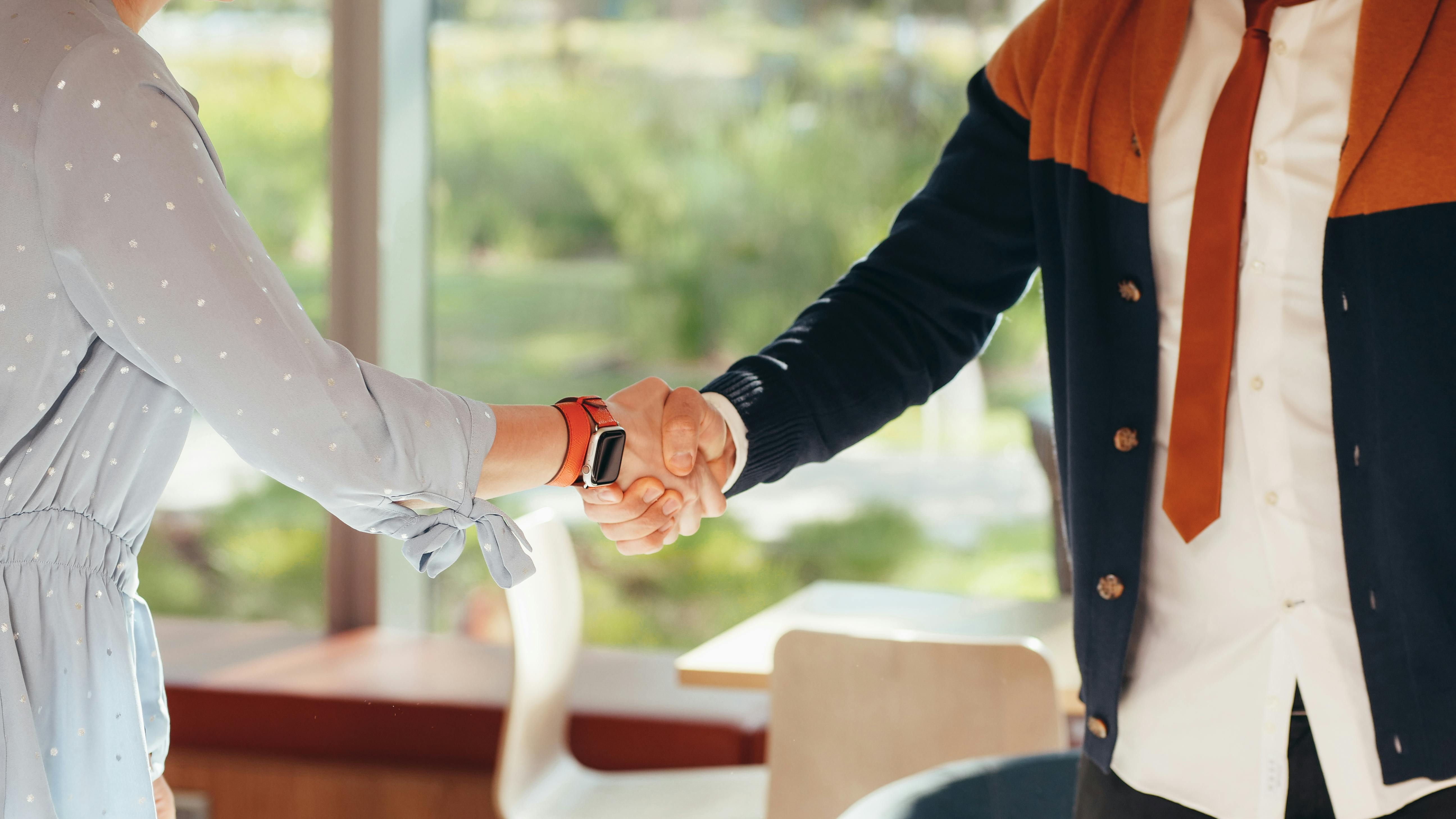 Two business partners shaking hands