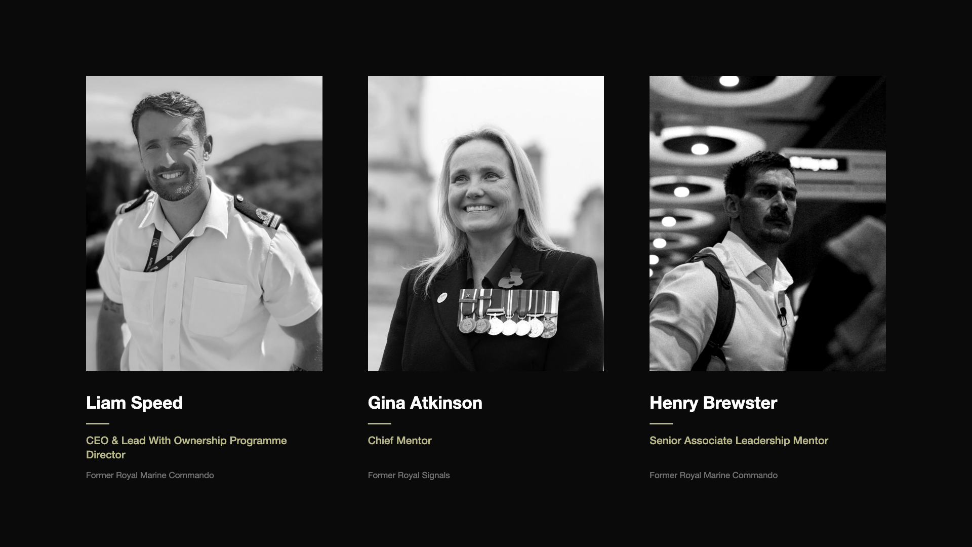 Lead With Ownership mentors Liam Speed, Gina Atkinson and Henry Brewster