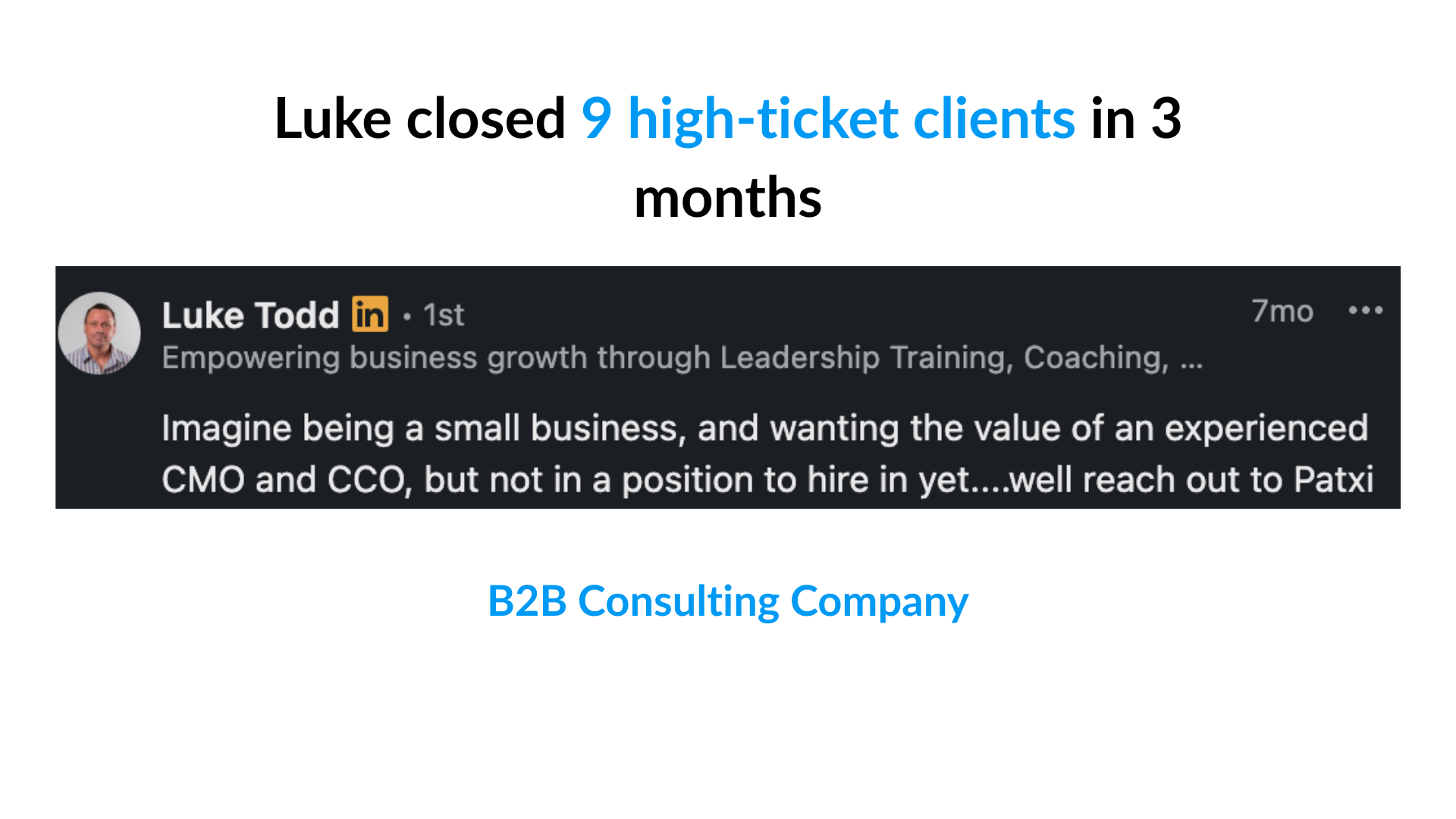 Luke case study: nine high-ticket clients in three months