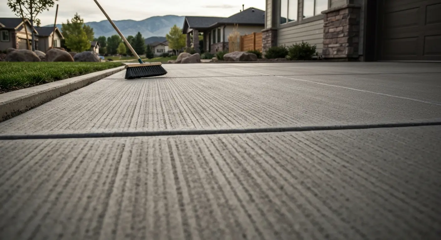 Broom finish concrete pathway