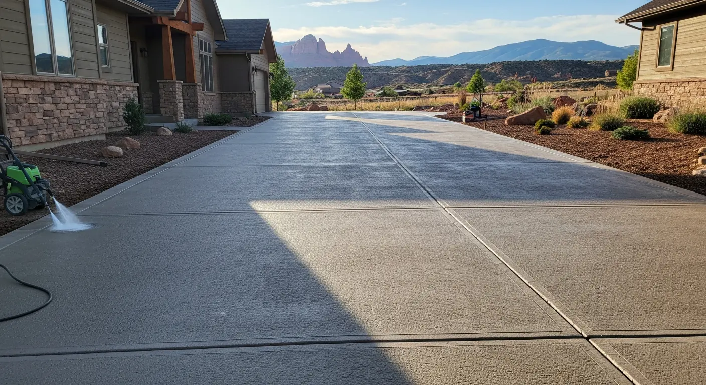 Sanded concrete driveway