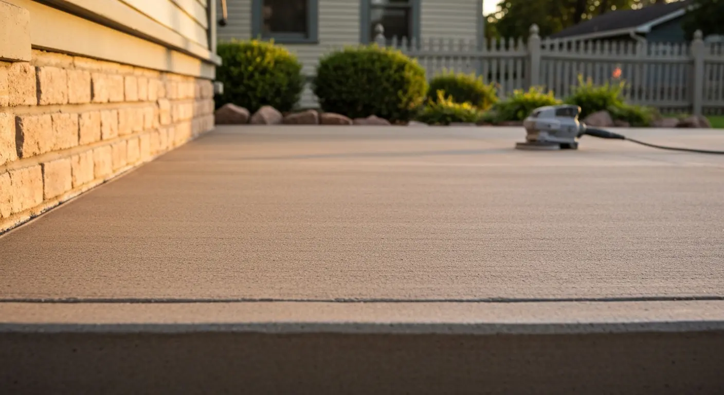 Sanded concrete patio