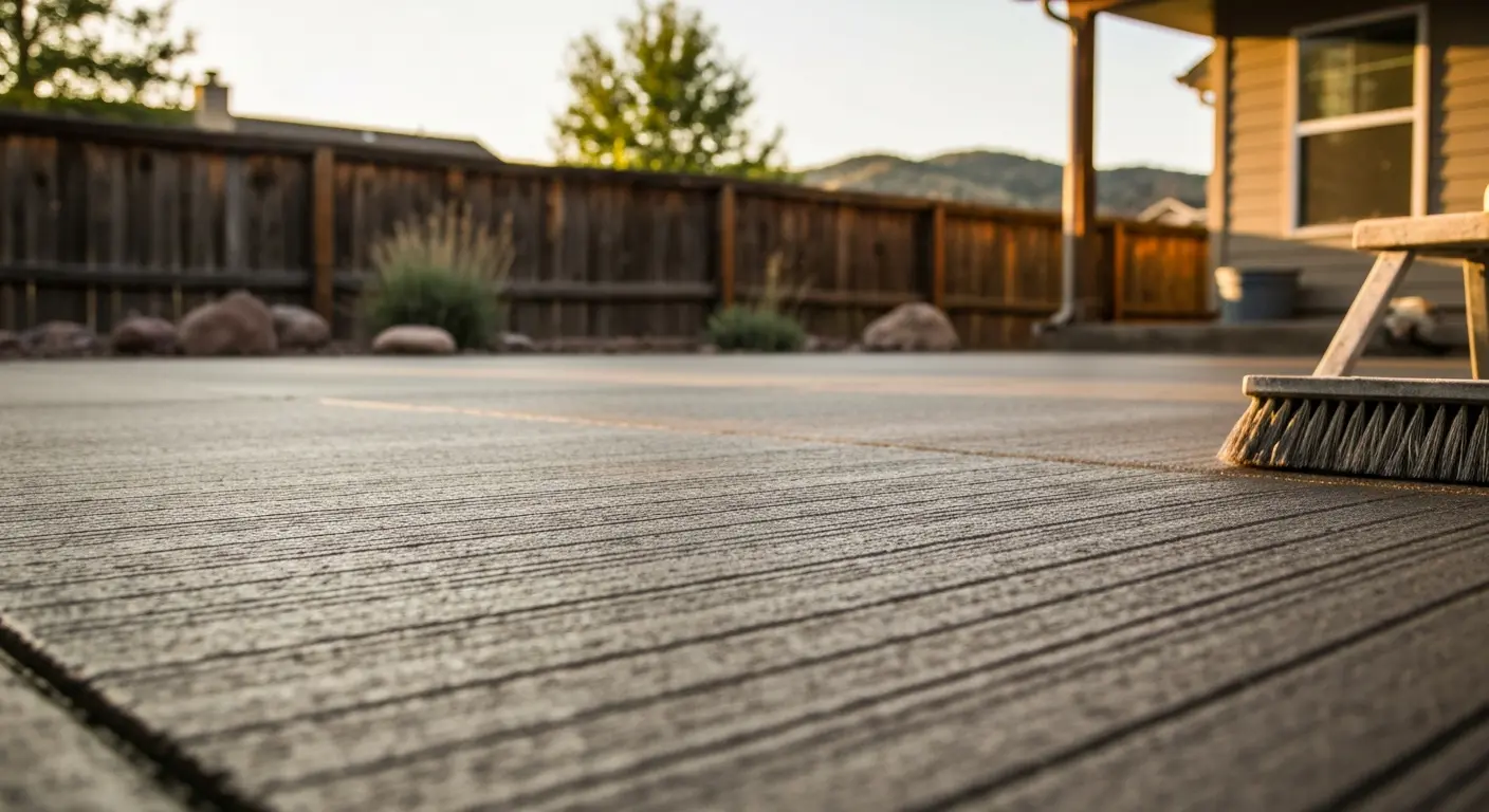 Broom finish concrete patio